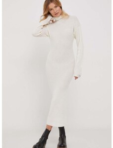 Vlněné šaty Calvin Klein béžová barva, maxi