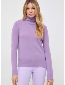 Vlněný svetr MAX&Co. dámský, fialová barva, lehký, s golfem