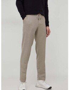 Vlněné kalhoty Michael Kors béžová barva, jednoduché