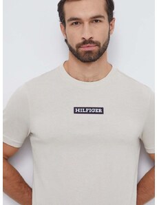 Tričko Tommy Hilfiger béžová barva, s aplikací