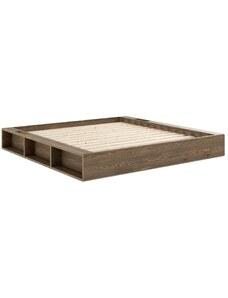 Hnědá dřevěná dvoulůžková postel Karup Design Ziggy 180 x 200 cm