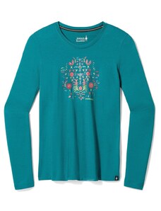 Dámské tričko s dlouhým rukávem Smartwool W Floral Tundra Graphic Long Sleeve Tee Emerald green