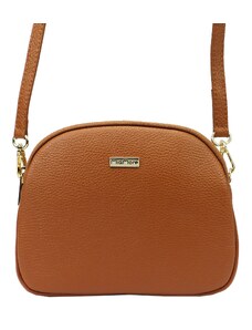 Kožená crossbody kabelka MiaMore 01-064 koňaková