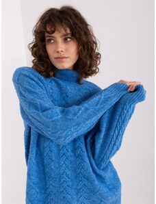 Fashionhunters Modrý oversized svetr s kabely