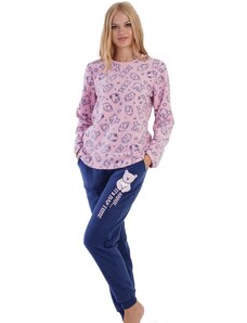 Naspani Růžové i modré luxusní hřejivé dámské pyžamo s medvědy 1Z1569