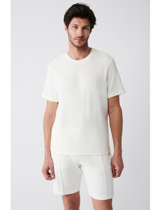 Avva Bílé Unisex tričko s kulatým výstřihem Cotton Standard Fit Regular Cut Towel T-shirt