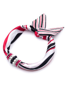 Šátek s bižuterií Letuška - bíločervený