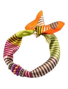 Šátek s bižuterií Letuška - barevný s pruhy