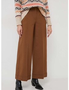 Kalhoty MAX&Co. dámské, hnědá barva, široké, high waist