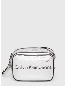 Kabelka Calvin Klein Jeans stříbrná barva, K60K611858