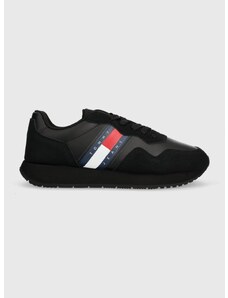 Kožené sneakers boty Tommy Jeans TJM MODERN RUNNER černá barva, EM0EM01316