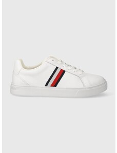 Kožené sneakers boty Tommy Hilfiger ESSENTIAL COURT SNEAKER STRIPES bílá barva, FW0FW07779