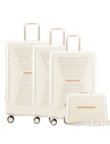 Sada cestovních kvalitních značkových kufru Malibu bíle