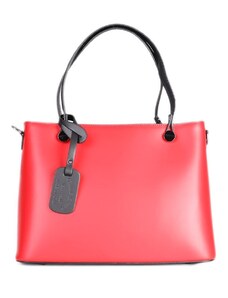 Luxusní kožené kabelky na rameno Marita červená s černou jiná