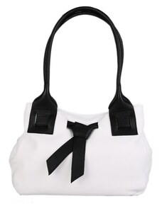 Kožené kabelky přes rameno Victoria bíle s černou
