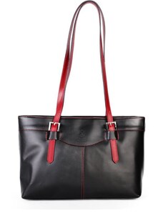 Luxusní kožené kabelky Sabina černé s červenou Sabina