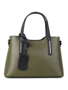 Luxusní trendové kožené kabelky Carina zelené s černou