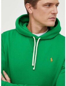 Mikina Polo Ralph Lauren pánská, zelená barva, s kapucí, hladká