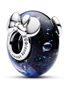 PANDORA Disney přívěsek Mickey Mouse a Minnie Mouse z modrého skla Murano