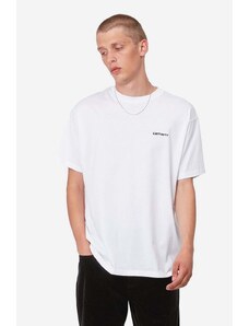 Bavlněné tričko Carhartt WIP Script Embroidery bílá barva, I030435-WHITE/BLAC
