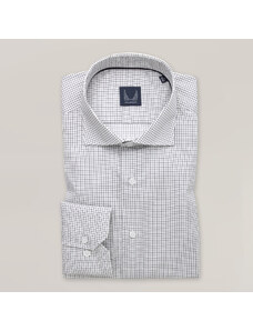 Willsoor Pánská bílá slim fit košile s černým kostkovaným vzorem 15780