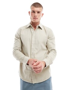 ONLY & SONS cord shirt in beige-White