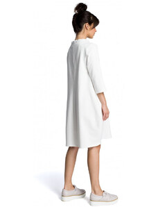 šaty s páskem na ecru barva model 18001776 - BeWear