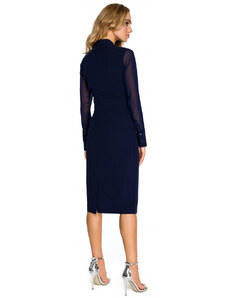 model 18001947 Šifonové šaty bez rukávů tmavě modré - STYLOVE