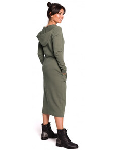 model 18002118 Maxi šaty s kapucí khaki barva - BeWear