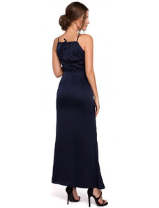 model 18002516 Maxi šaty s vázaným výstřihem tmavě modré - Makover