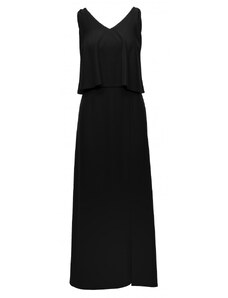 K048 Maxi šaty s volánkem - černé
