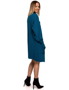 Žebrovaný pletený svetr s kapsami modrý model 15106118 - Moe