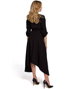 Šaty v midi s ozdobnými knoflíky černé model 18002886 - Makover