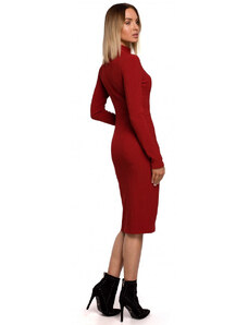 Pletené šaty s rolákem červené model 15106592 - Moe