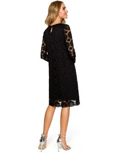 krajkové šaty do s dlouhými rukávy černé model 16165147 - Moe