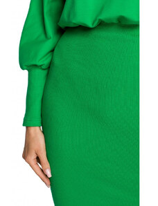 Moe M690 Pletené šaty v kombinaci hladké - zelené