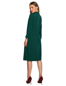 STYLOVE S318 Volné šaty s vysokým límcem - zelené