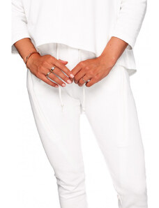 BE B240 Úzké pletené kalhoty s ozdobnými zipy - ecru