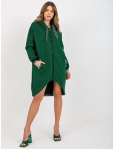 Fashionhunters Dámská dlouhá mikina na zip - zelená