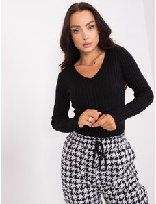 Fashionhunters Dámský černý pletený svetr