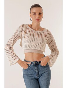 By Saygı Perforated Crop Sweater