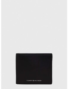 Kožená peněženka Tommy Hilfiger černá barva, AM0AM11871