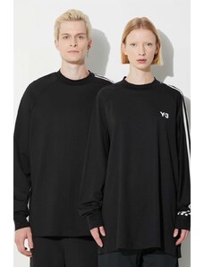 Bavlněné tričko s dlouhým rukávem Y-3 černá barva