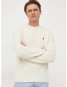 Vlněný svetr Polo Ralph Lauren pánský, béžová barva, 710878292