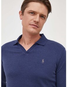 Bavlněné tričko s dlouhým rukávem Polo Ralph Lauren tmavomodrá barva, 710922252