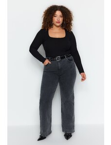 Trendyol Curve Anthracite High Waist Wide-Cut Jeans