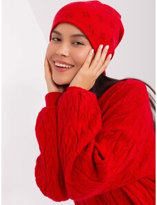Fashionhunters Červená zimní čepice s aplikacemi