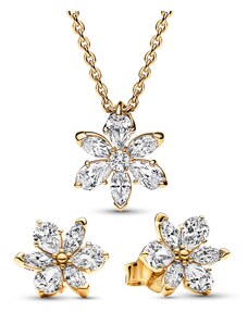 PANDORA pozlacený set náhrdelník a náušnice Zářivý herbář