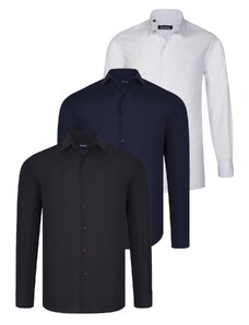 TRIPLE SET G726 DEWBERRY SHIRT-BLACK-WHITE-NAVY BLUE