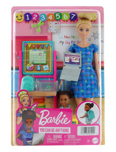 Mattel Barbie Povolání herní set s panenkou - učitelka v modrých šatech